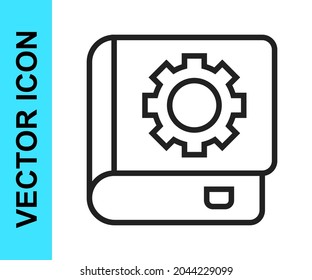 Black line User manual icon isolated on white background. User guide book. Instruction sign. Read before use.  Vector