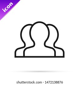 Black line Users group icon isolated on white background. Group of people icon. Business avatar symbol - users profile icon.  Vector Illustration