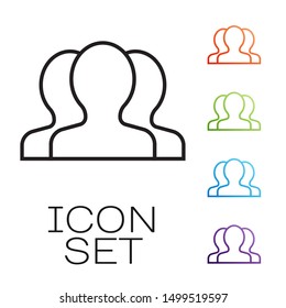 Black line Users group icon isolated on white background. Group of people icon. Business avatar symbol - users profile icon. Set icons colorful. Vector Illustration