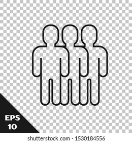 Black line Users group icon isolated on transparent background. Group of people icon. Business avatar symbol - users profile icon.  Vector Illustration