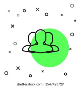 Black line Users group icon isolated on white background. Group of people icon. Business avatar symbol users profile icon.  Vector Illustration