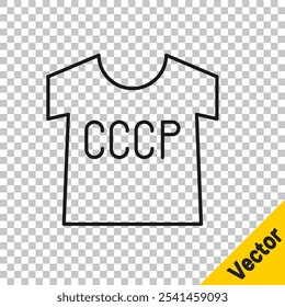 Black line USSR t-shirt icon isolated on transparent background.  Vector