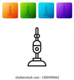 Black line Vacuum cleaner icon isolated on white background. Set icons in color square buttons. Vector Illustration