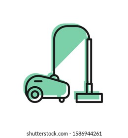 Black line Vacuum cleaner icon isolated on white background.  Vector Illustration