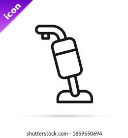 Black line Vacuum cleaner icon isolated on white background.  Vector