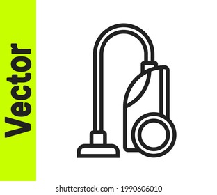 Black line Vacuum cleaner icon isolated on white background.  Vector