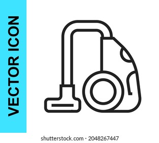 Black line Vacuum cleaner icon isolated on white background.  Vector