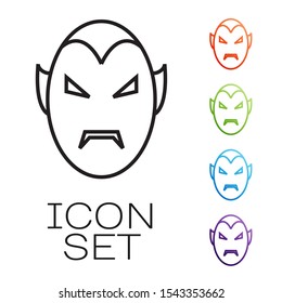 Black line Vampire icon isolated on white background. Happy Halloween party. Set icons colorful. Vector Illustration