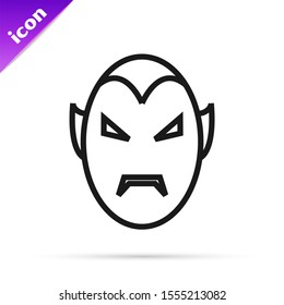 Black line Vampire icon isolated on white background. Happy Halloween party.  Vector Illustration