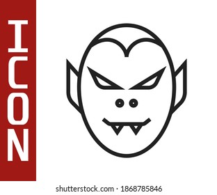 Icono de Vampiro de línea negra aislado en fondo blanco. Feliz fiesta de Halloween.  Vector