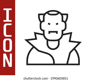 Black line Vampire icon isolated on white background. Happy Halloween party.  Vector