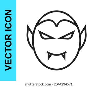 Black line Vampire icon isolated on white background. Happy Halloween party.  Vector
