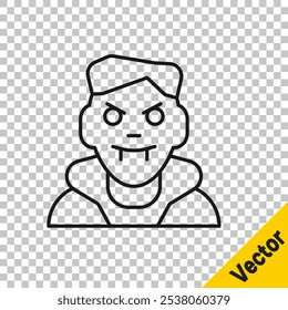 Black line Vampire icon isolated on transparent background. Happy Halloween party.  Vector
