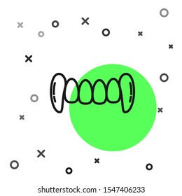 Black line Vampire teeth icon isolated on white background. Happy Halloween party.  Vector Illustration