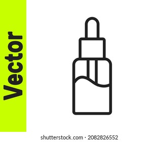 Frasco líquido Vape de línea negra para el icono de cigarrillos electrónicos aislado en fondo blanco.  Vector
