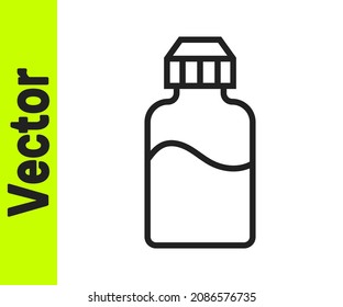 Frasco líquido Vape de línea negra para el icono de cigarrillos electrónicos aislado en fondo blanco.  Vector