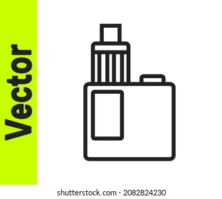 Black line Vape mod device icon isolated on white background. Vape smoking tool. Vaporizer Device.  Vector