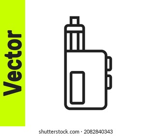 Black line Vape mod device icon isolated on white background. Vape smoking tool. Vaporizer Device.  Vector