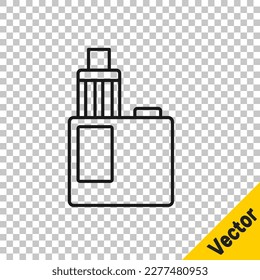 Black line Vape mod device icon isolated on transparent background. Vape smoking tool. Vaporizer Device.  Vector