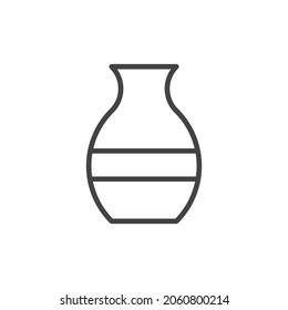 Black line Vase icon isolated on white background. Vector