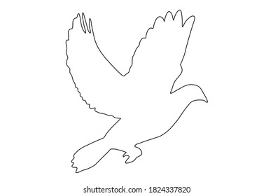 Schwarze Linie, Vektorgrafik von Vogel auf Weiß