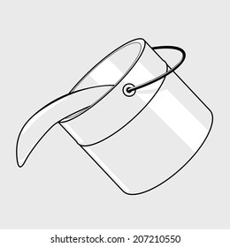 Black line vector bucket illustration