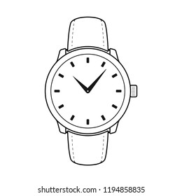 Black line vector classic wristwatch