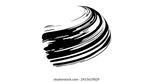 black line vector, grunge brush stroke ink paint isolated on white background