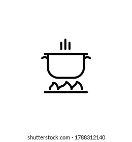 black line vector hot cuisine icon