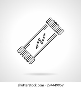 Black line vector icon for energy bar on white background. Sports nutrition dessert