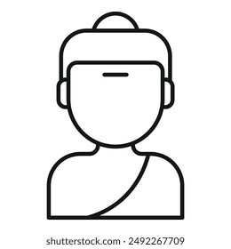 Black line vector icon of a female profile with a bun hairstyle for user interface design