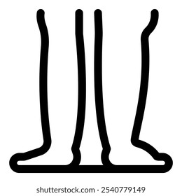 Black line vector icon for three pairs of human legs standing on the floor