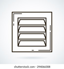 Black line vector icons for ventilation equipment, grill  on white background.