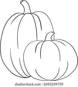 Black line vector illustration with pumpkin