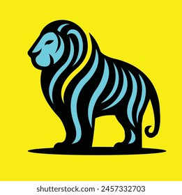 Logo de león de Vector de línea negra
