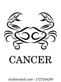 Black line vector logo of a crab. It is sign of cancer zodiac.
