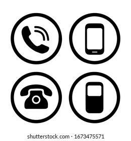 Black line vector phone icon set