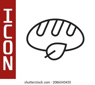 Black line Vegan bread loaf icon isolated on white background.  Vector