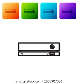 Black line Video game console icon isolated on white background. Set icons in color square buttons. Vector Illustration