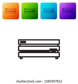 Black line Video game console icon isolated on white background. Set icons in color square buttons. Vector Illustration