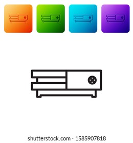 Black line Video game console icon isolated on white background. Set icons in color square buttons. Vector Illustration