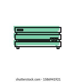 Black line Video game console icon isolated on white background.  Vector Illustration
