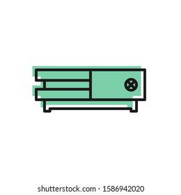 Black line Video game console icon isolated on white background.  Vector Illustration