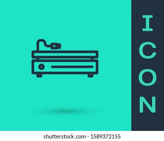 Black line Video game console icon isolated on green background.  Vector Illustration