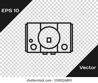 Black line Video game console icon isolated on transparent background.  Vector Illustration