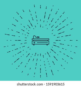 Black line Video game console icon isolated on green background. Abstract circle random dots. Vector Illustration