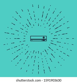 Black line Video game console icon isolated on green background. Abstract circle random dots. Vector Illustration