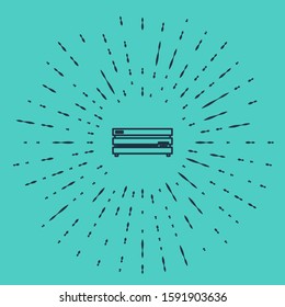 Black line Video game console icon isolated on green background. Abstract circle random dots. Vector Illustration