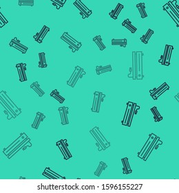 Black line Video game console icon isolated seamless pattern on green background.  Vector Illustration