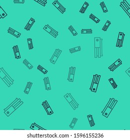 Black line Video game console icon isolated seamless pattern on green background.  Vector Illustration